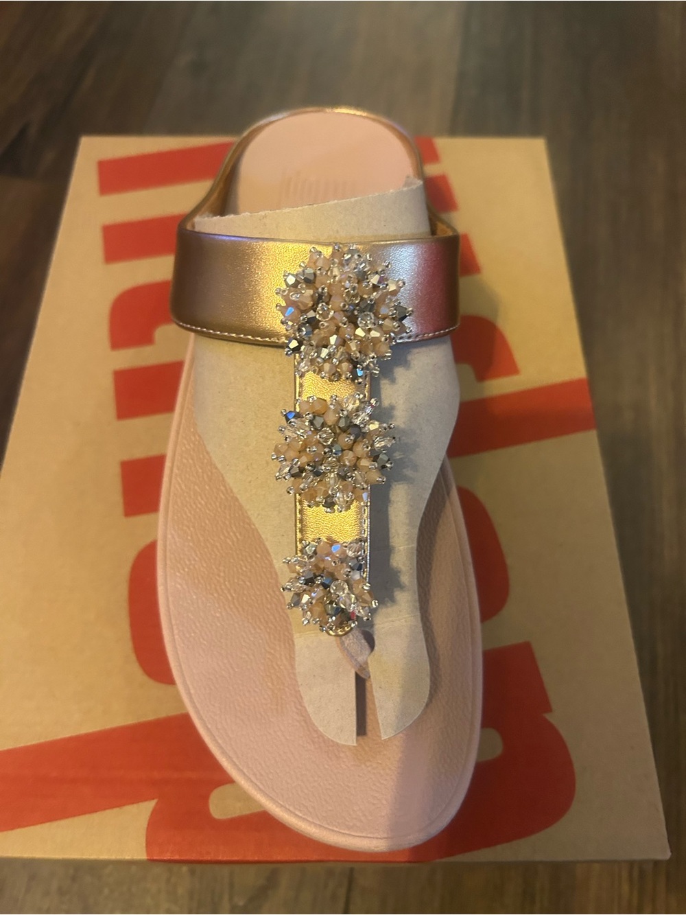 Fitflop Rose Gold Embellished Thong Sandal